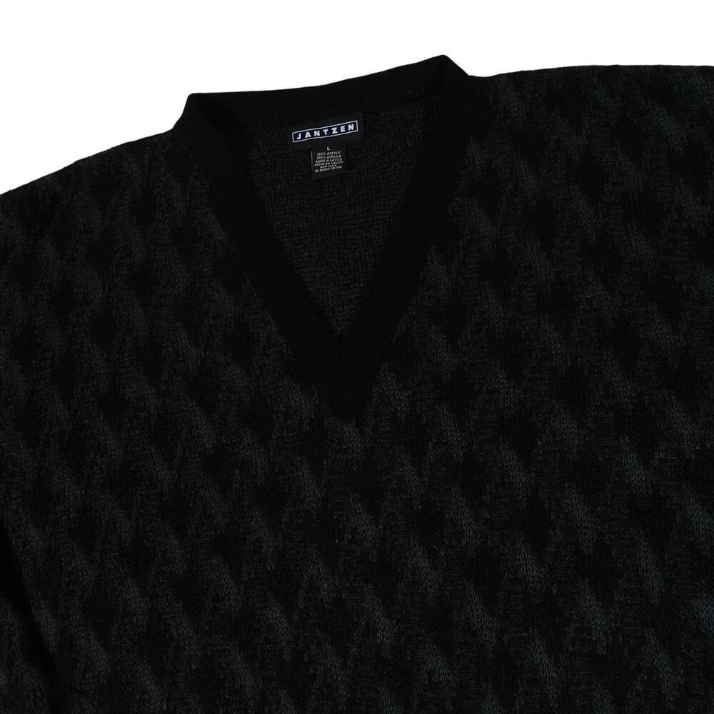 Jentzen Vintage 90s Geometric Acrylic V Neck Sweater Men's Large